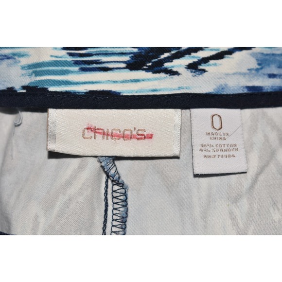CHICO'S $59 Stretch Cotton Diamond Ikat Side Zip Cropped Pant Chico's 0 / US S - Picture 3 of 3